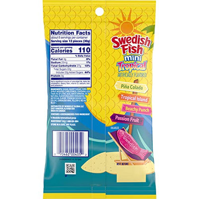 SWEDISH FISH Mini Tropical Soft & Chewy Candy, 8 Ounce (Pack of 12)