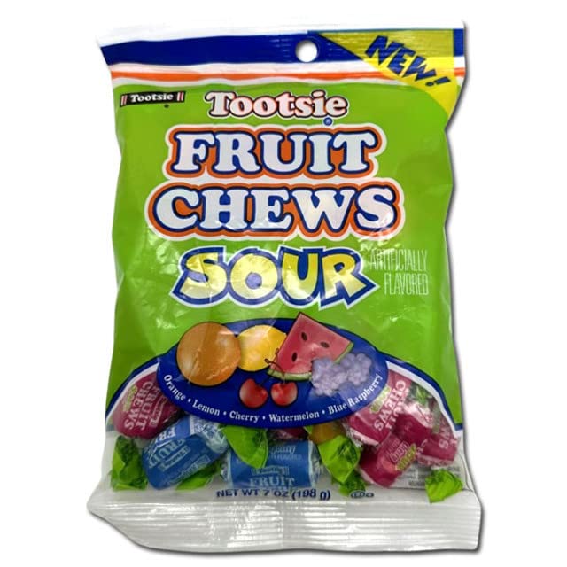 Tootsie Fruit Chews Sour Peg Bag 7 oz Single Bag