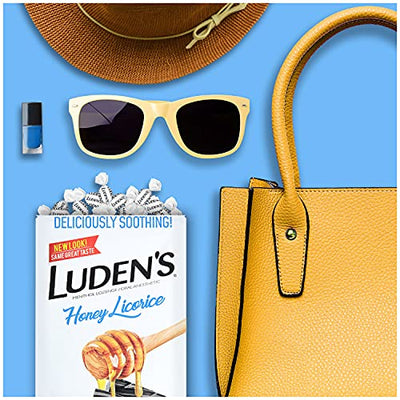 Luden's Honey Licorice Cough Throat Drops | Menthol Lozenge/Oral Anesthetic | 30-Count per Pack | 12-Pack