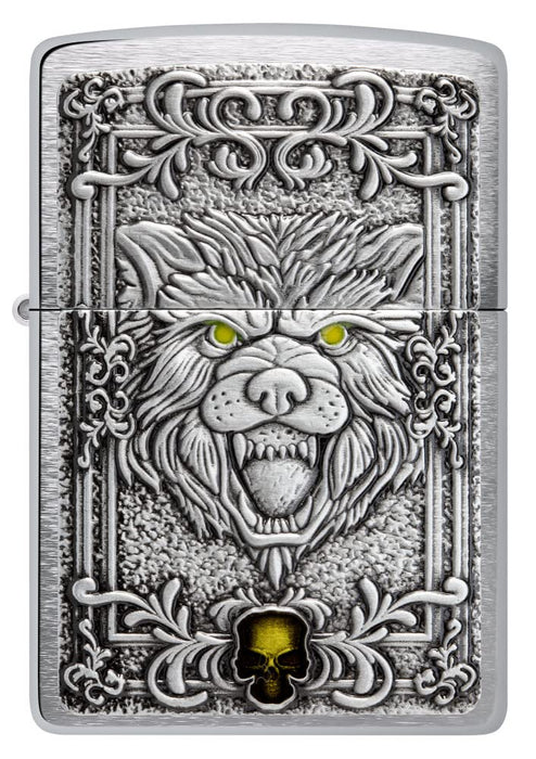 Zippo Lighter Fierce Wolf Emblem Single Box