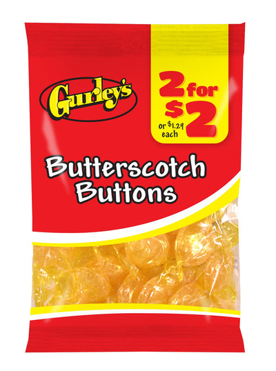 Gurley's Rich Butterscotch Buttons, Smooth and Creamy Hard Candy (Pack of 12)