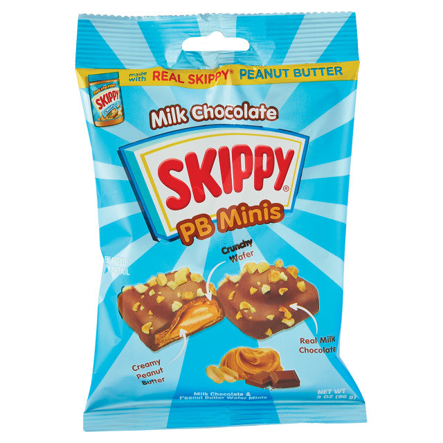 Skippy Milk Chocolate Peanut Butter Minis, Bite-Sized Snacks in 12-Count Display Box, 3oz Each (Pack of 12)