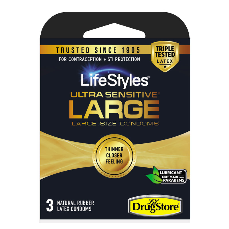 Lifestyle Condoms, Ultra Sensitive Large Size, Lubricated Latex, Maximum Comfort (Pack of 1)