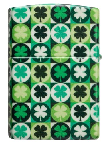 Zippo Lucky Clover Glow in The Dark Green Matte Pocket Lighter - Fortune's Favorite