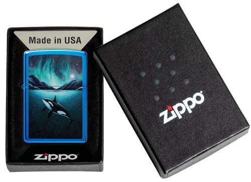 Zippo Pocket Lighter Whale Design High Polish Blue Wholesale