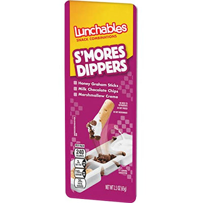 Lunchables S'mores Dippers Snack Pack with Honey Graham Sticks (Milk Chocolate Chips & Marshmallow Creme, 12 ct Pack, 2.3 oz Trays)