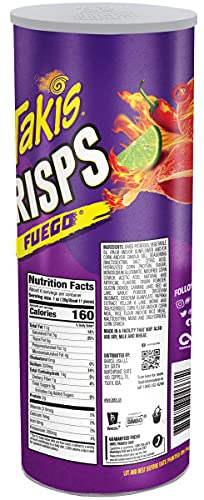 Takis Fuego Crisps, Hot Chili Pepper & Lime Flavored Potato Crisps, 5.5 oz Sharing Tray (Pack of 15)