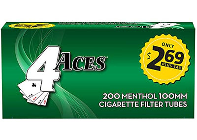 4 Aces Menthol 100mm RYO Cigarette Tubes - 200ct Box (Pack of 5)