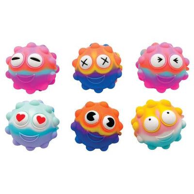 Raymond Geddes Pop N Emoticon Balls (12 Per Pack) - Tie-Dye Color Style Glow in The Dark Balls - Lamp/Sun Rechargeable Glow Pop It Balls