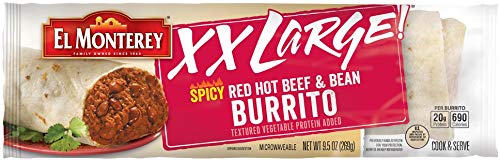 El Monterey XXL Beef & Bean Red Hot Burrito 9.5 oz (Pack of 12)