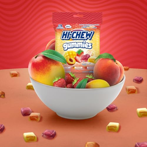 HI-CHEW Gummies Original Mix - Mango, Peach, Strawberry - Soft & Chewy Fruity Candy 4.23 oz (Pack of 10)