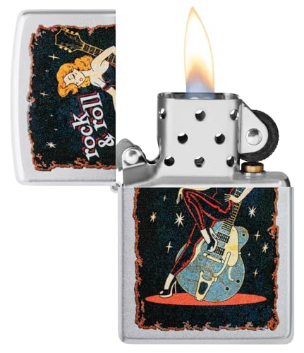 Zippo Cool Chick Design Satin Chrome Pocket Lighter