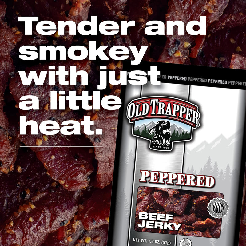 Old Trapper Jerky, Peppered, 1.8 oz Bag (Pack of 6)