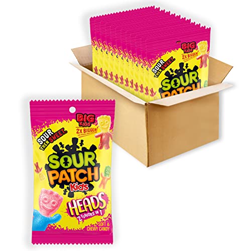 SOUR PATCH KIDS Heads 2 Flavors in 1 Soft & Chewy Candy 8 oz 12-Pack Wholesale