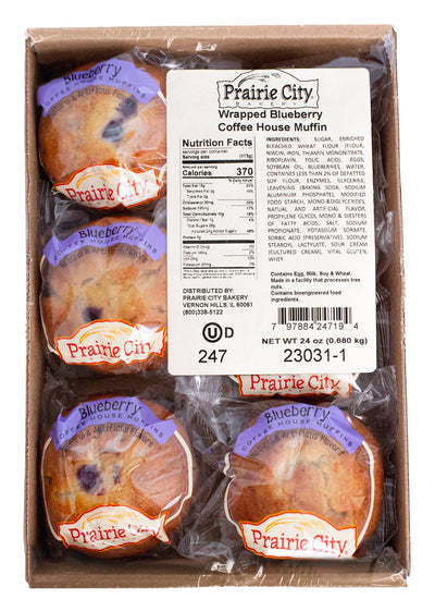 Prairie City Bakery Muffin Blueberry Coffee House Individual Wrapped (Pack of 48)