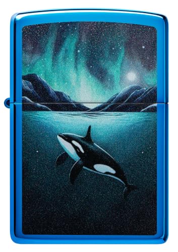 Zippo Whale Design High Polish Blue Pocket Lighter
