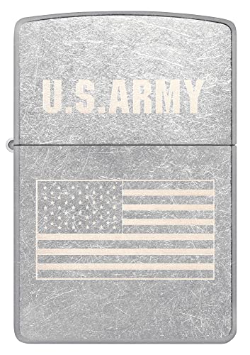Zippo U.S. Army Flag Engraved Lighter, Street Chrome - Patriotic & Windproof