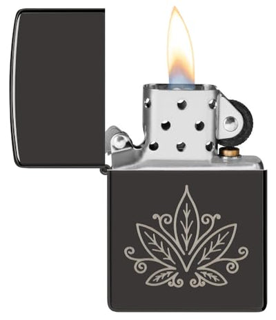 Zippo Cannabis Design High Polish Black Pocket Lighter