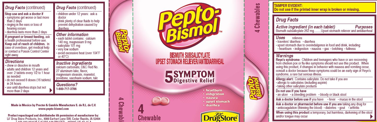 Pepto Bismol Chewable Upset Stomach Relief Tablets 6-Count Wholesale Pack