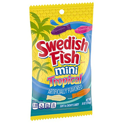 SWEDISH FISH Mini Tropical Soft & Chewy Candy, 8 Ounce (Pack of 12)