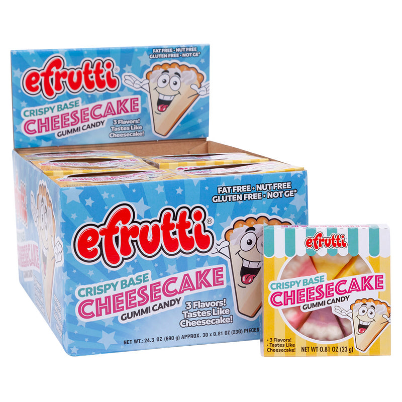 eFrutti Gummi Cheesecakes, Fruit Flavored Gummy Candy with Crispy Base, 0.81 oz Each, 30-Count Display Box