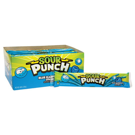 Sour Punch Blue Raspberry Straws, 2 oz Trays, 24 Count Box — verified sold-quantity product image