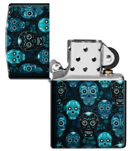 Zippo Sugar Skulls Glow in The Dark Matte Pocket Lighter - Day of the Dead Inspired