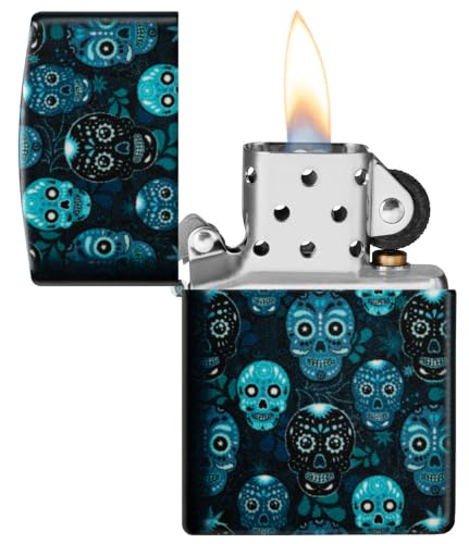 Zippo Sugar Skulls Glow in The Dark Matte Pocket Lighter - Day of the Dead Inspired