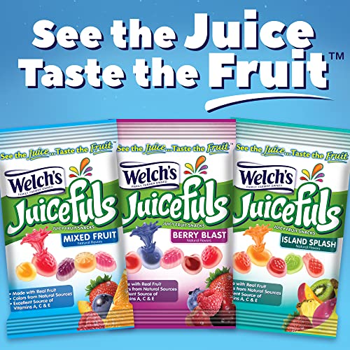 Welch's Juicefuls Juicy Fruit Snacks, Mixed Fruit, Berry Blast & Island Splash Bags (Pack of 12)