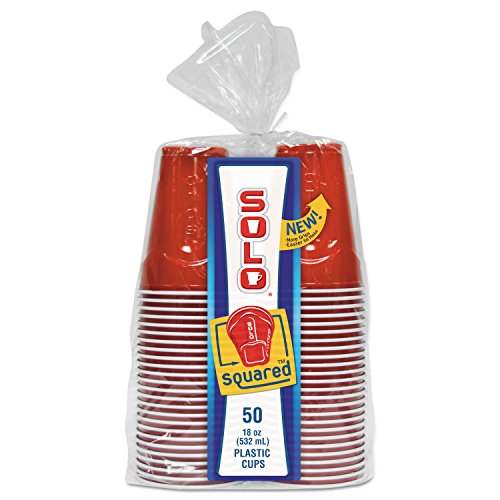 Solo Squared Plastic Party Cups, 18 Oz, Red amp; Blue, 50/Bag, 12 Bag/Carton