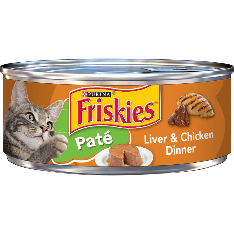 Friskies Pate Wet Cat Food, Liver & Chicken Dinner, 5.5 oz. Cans (Pack of 24)