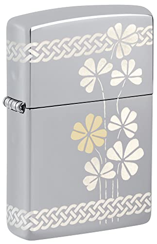 Zippo Lucky Clover 360° Laser Design, High Polish Chrome - Fortunate & Windproof