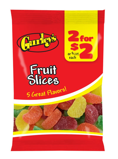 Gurley's Juicy Fruit Slices, Gummy Candy with Natural Fruit Flavors (Pack of 12)
