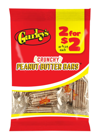 Gurley's Peanut Butter Bars, Crunchy Candy with Creamy Center (Pack of 12)