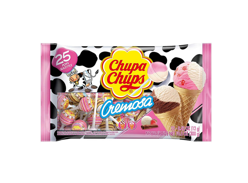 Chupa Chups Cremosa Lollipops 25 count 10.58 oz (12 Bags Per Case)