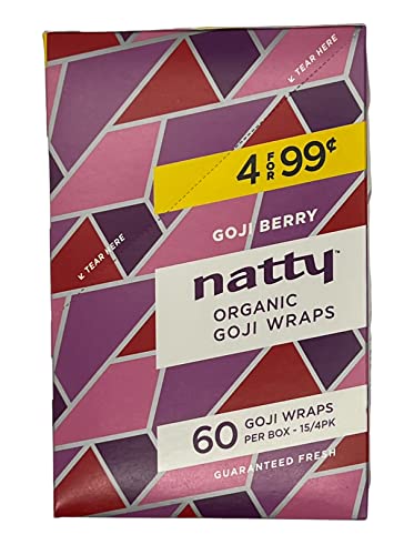 Natty Organic Goji Rolling Papers Pre-wrap 15 Packs Per Box 4 Wraps Per Pack