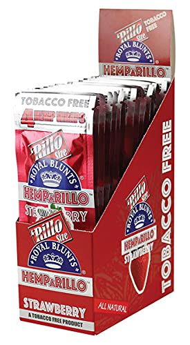 Hemparillo Rillo Size Hemp Wraps 4 Count Per Sleeve Pack of 15 (Strawberry)