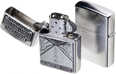 Zippo Harley Davidson Shield and American Legend Emblem Street Chrome Pocket Lighter Z-20229