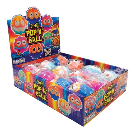 Raymond Geddes Pop N Emoticon Balls (12 Per Pack) - Tie-Dye Color Style Glow in The Dark Balls - Lamp/Sun Rechargeable Glow Pop It Balls