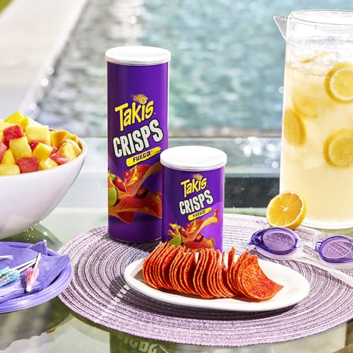 Takis Fuego Crisps, Hot Chili Pepper & Lime Flavored Potato Crisps, 5.5 oz Sharing Tray (Pack of 15)