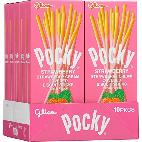 Pocky Cream Covered Biscuit Sticks, Strawberry, 1.41 Ounce 10 Count