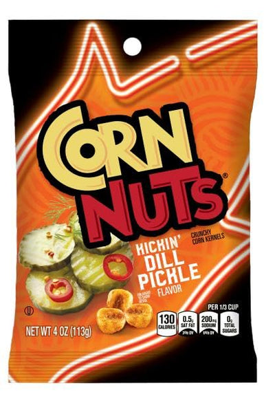 CORN NUTS Kickin' Dill Pickle Flavored Crunchy Corn Kernels, Bold & Zesty Snack, 4oz Bags (Pack of 12)