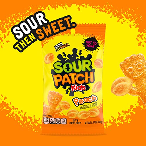 Sour Patch Kids Peach Soft and Chewy Candy 8.07oz Bags 12-Pack Wholesale