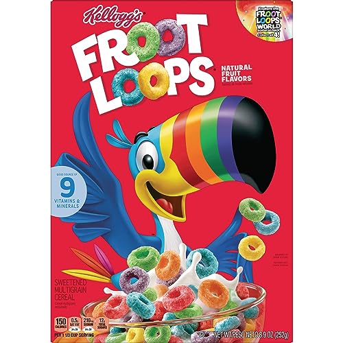 Kellogg’s Froot Loops Breakfast Cereal, Kids Cereal, Family Breakfast, Original, 8.9oz Box (1 Box)