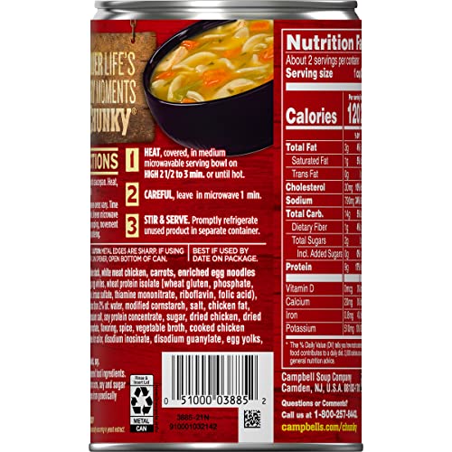 Campbell’s Chunky Classic Chicken Noodle Soup, 18.6 Ounce Cans (Pack of 12)