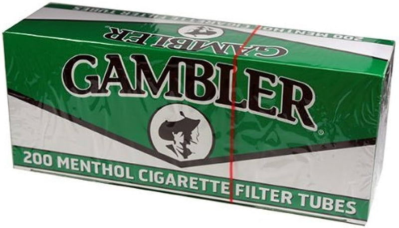 Gambler Regular 100mm Menthol Cigarette Tubes 200 Count Per Box (Pack of 5)