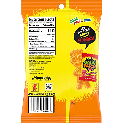 Sour Patch Kids Peach Soft and Chewy Candy 8.07oz Bags 12-Pack Wholesale