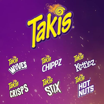 Takis Fuego Crisps, Hot Chili Pepper & Lime Flavored Potato Crisps, 5.5 oz Sharing Tray (Pack of 15)