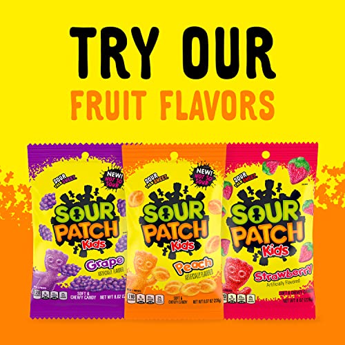 Sour Patch Kids Peach Soft and Chewy Candy 8.07oz Bags 12-Pack Wholesale