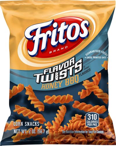 Fritos Corn Chips, Flavor Twists Honey Barbeque, 2-Ounce Large Single Serve Bags (Pack of 64)